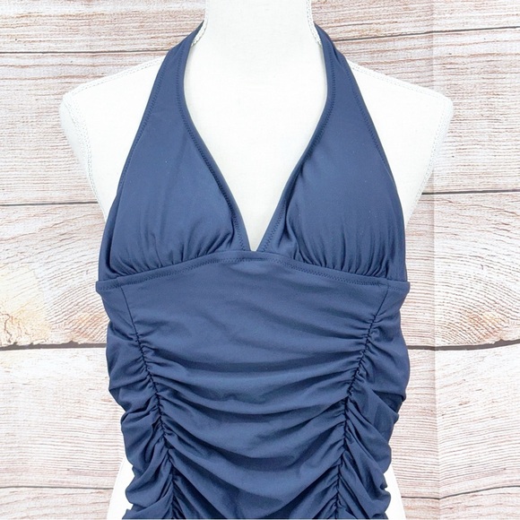 J. Crew Navy One Piece Halter Swimsuit Size 4 - Picture 9 of 12